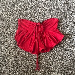 Red Strapless Tie-Front Women’s Shorts